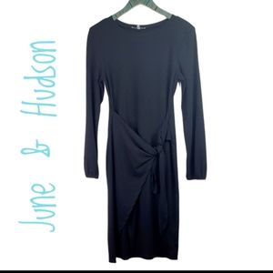 June & Hudson Long Sleeve Faux Wrap Dress Sz 1